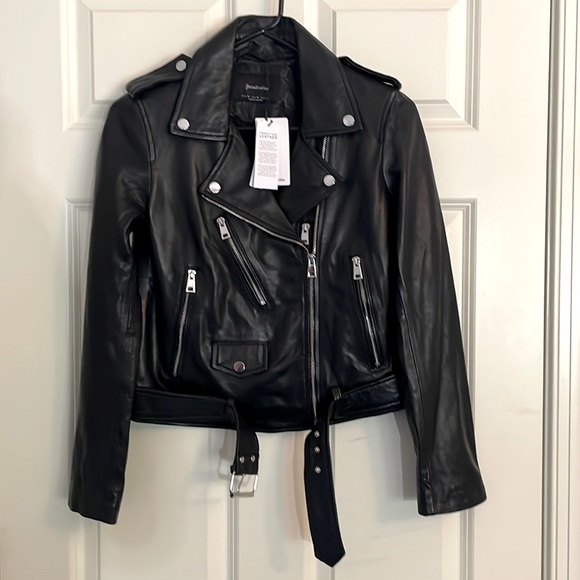 *NEW* Stradivarius Leather Biker Jacket: Never worn. 100% Leather - Picture 1 of 9